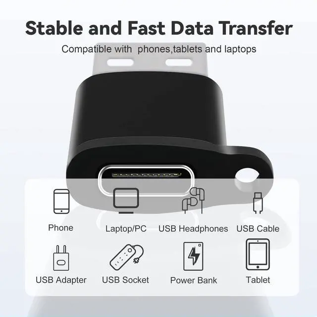 Alt view image 4 of 7 - USB-C to USB3.0 Adapter, USBC Female to USB-A Male Type-C to Micro-USB Adapter, Micro USB (Female) to USB C (Male) Adapters with Lanyard (4 Pack) for MacBook Pro, Samsung, PC