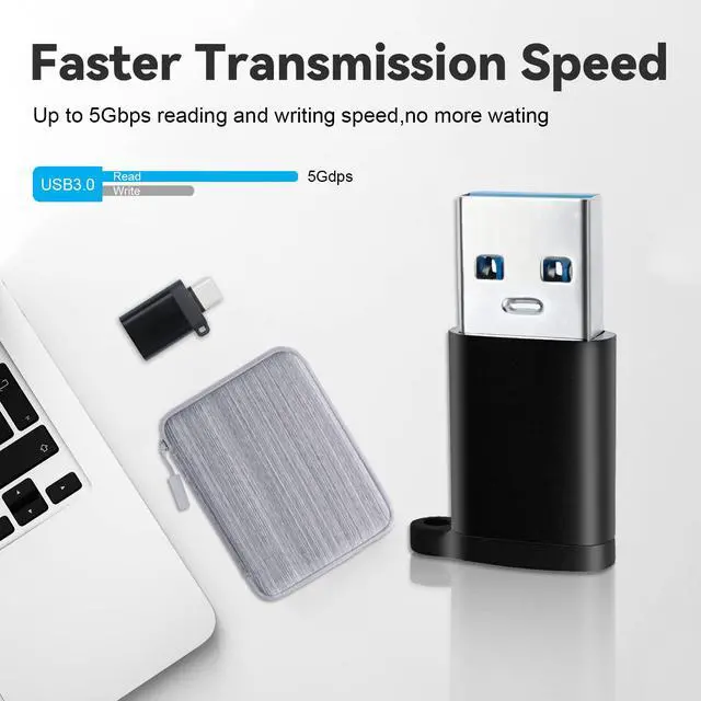 Alt view image 7 of 7 - USB-C to USB3.0 Adapter, USBC Female to USB-A Male Type-C to Micro-USB Adapter, Micro USB (Female) to USB C (Male) Adapters with Lanyard (4 Pack) for MacBook Pro, Samsung, PC
