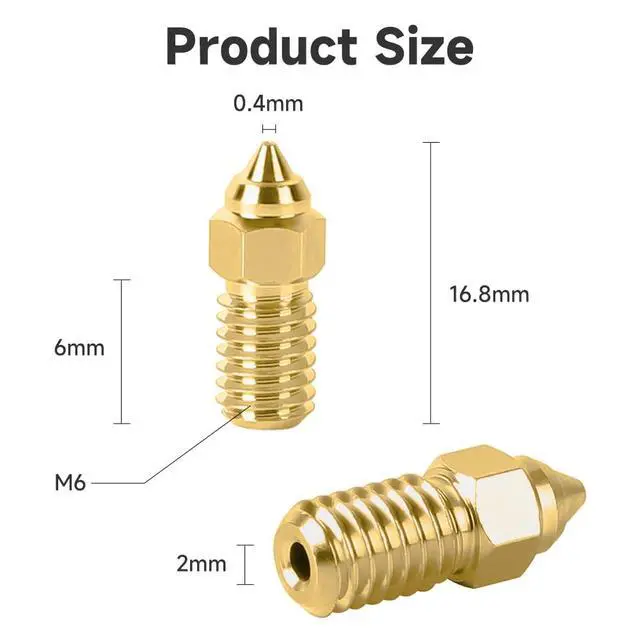 Alt view image 3 of 7 - Official Ender 3 V3 SE Nozzle, 0.4mm 5 Pcs High Speed M6 Extruder Nozzles, 3D Printer Brass High Temperature Wear Resistant Nozzle for Ender 5 S1, Ender 7