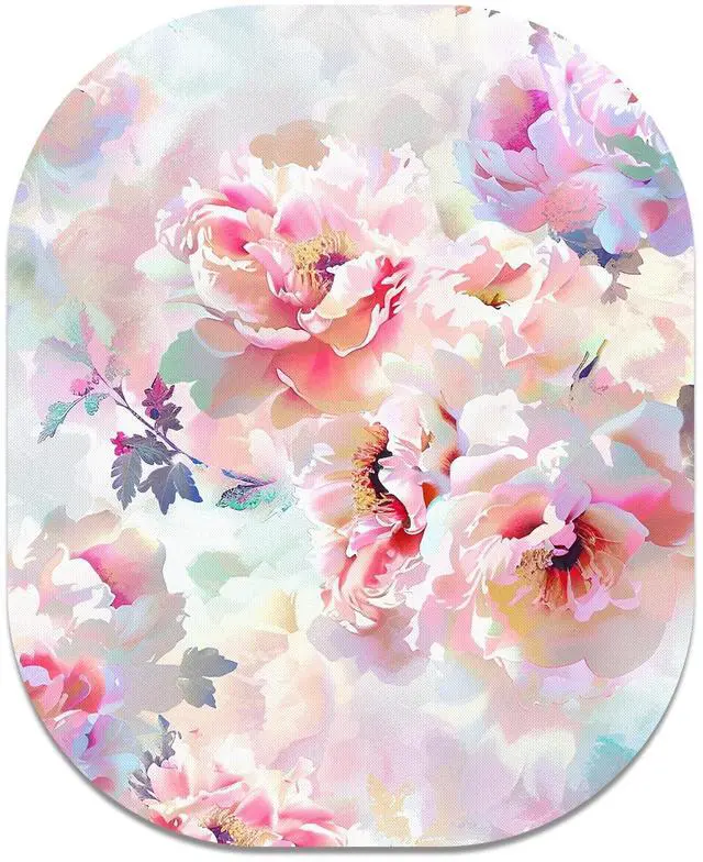 Main image of Small Mouse Pad, 6 x 7 Inch, Oval Mini Mouse Pad with Non-Slip Rubber Base for Laptop Wireless Mouse Keyboard Tray Mousepad, Floral Pattern