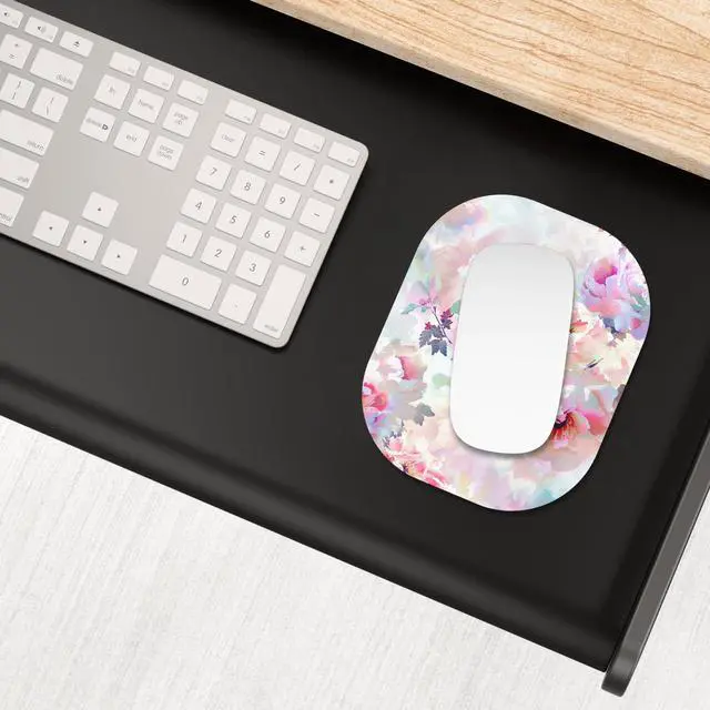 Alt view image 7 of 7 - Small Mouse Pad, 6 x 7 Inch, Oval Mini Mouse Pad with Non-Slip Rubber Base for Laptop Wireless Mouse Keyboard Tray Mousepad, Floral Pattern