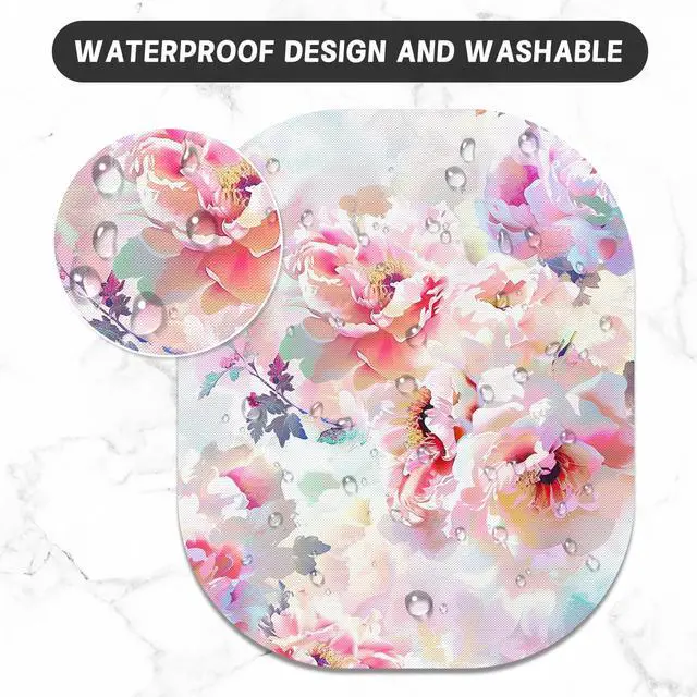 Alt view image 5 of 7 - Small Mouse Pad, 6 x 7 Inch, Oval Mini Mouse Pad with Non-Slip Rubber Base for Laptop Wireless Mouse Keyboard Tray Mousepad, Floral Pattern
