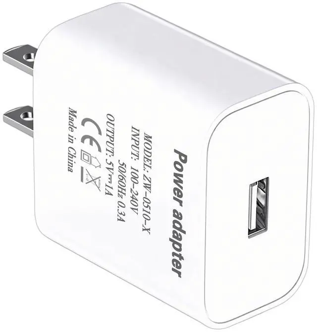 Main image of 5v 1a Power Adapter 5v/1a USB Charging Block 5W Wall Charger 5 Volt 1000mA Power Supply Brick 5v1a USB Outlet Plug in 5v-1a Head 1a/5v Single USB Port for Kids Electric Toy 5 Volt 1 Amp Charger Whtie