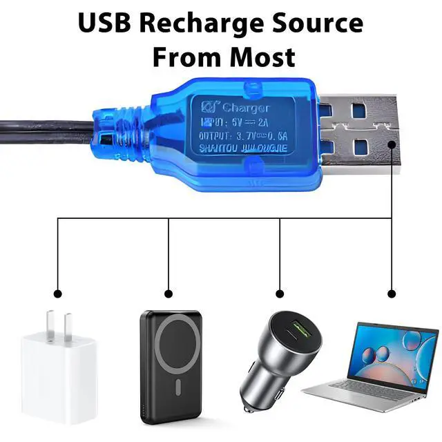 Alt view image 3 of 7 - 3.7V Lipo Battery Charger - SM-2P Cable RC Toy Remote Control Car Vehicle Rechargeable Li-ion Batteries Chargers USB for Bunch Bubble Gun Stunt Truck Boat 2 Pack