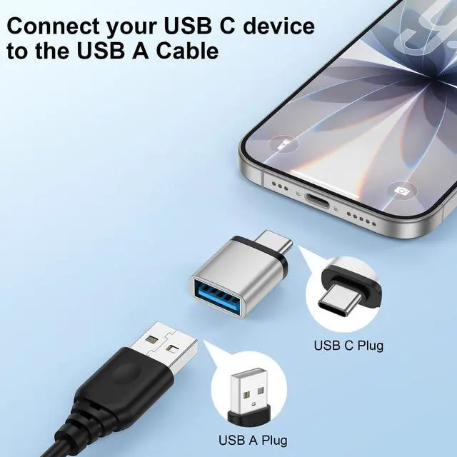 Alt view image 3 of 6 - USB C to USB Adapter,5Pack USBC Male to USB 3.0 Female Adapter Converter Connector for Google Pixel 10A 10 9 Pro XL Fold 9A 8A 8 Pro 8 7A 7 Pro 7 6A 6 Pro 6,Android Cellphone and More Type C Devices