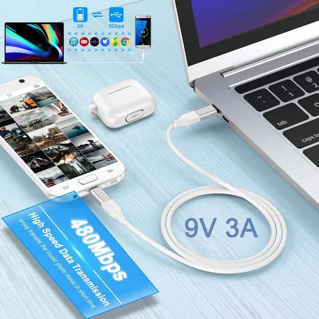 Alt view image 3 of 5 - USB C to Micro USB Adapter, 4Pack USB-C Female to Micro USB Male Adapter Connector 3A Fast Charging & Data Sync for Samsung Galaxy S7 S6 Edge A02 A01 A10 A10s J7 S5 J3,Note 5 4,LG,Micro USB Devices