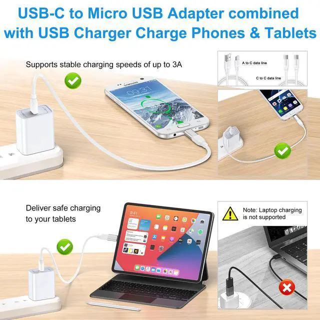 Alt view image 4 of 5 - USB C to Micro USB Adapter, 4Pack USB-C Female to Micro USB Male Adapter Connector 3A Fast Charging & Data Sync for Samsung Galaxy S7 S6 Edge A02 A01 A10 A10s J7 S5 J3,Note 5 4,LG,Micro USB Devices