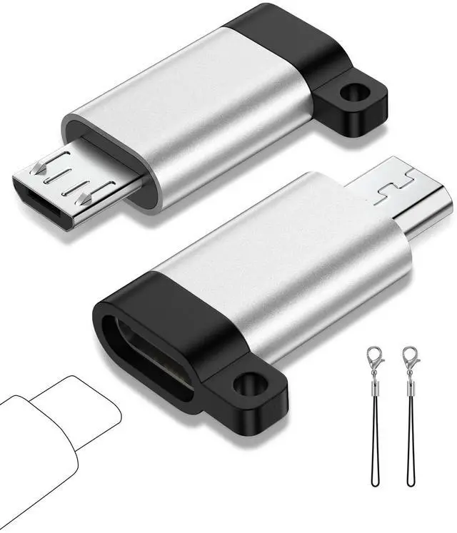 Main image of Micro USB to USB C Adapter, 2-Pack Type C Female to Micro USB Male Converter, USB C to Micro USB Adapter Fast Charging & Data Sync Compatible with Galaxy S7 Edge, S6, Nexus, Kindle, PS4, and More