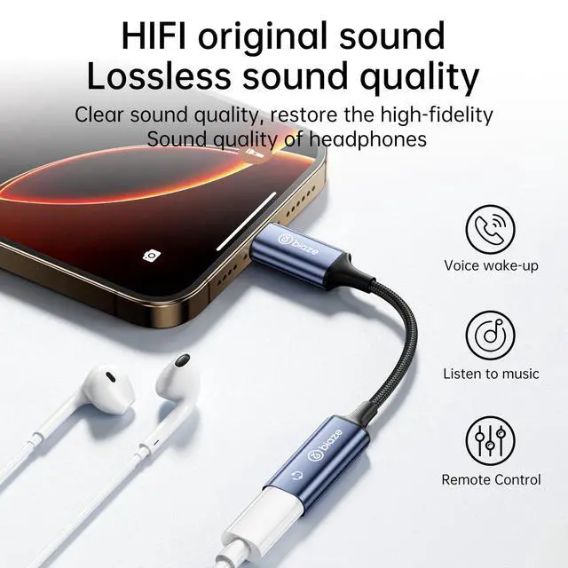 Alt view image 2 of 5 - USB C to Lightning Audio Adapter, USB Type C Male to Lightning Female Headphone Converter, Compatible with iPhone 16/15 Full Series, iPad Pro, iPad Air 6/5/4,MacBook (usb c to lightning adapter)