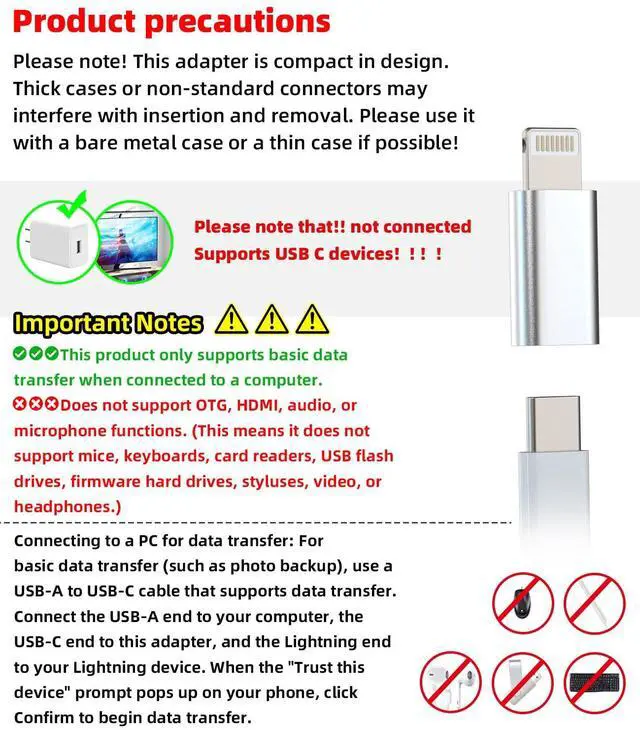 Alt view image 2 of 7 - Lightning Male to USB C Female Charging Adapter (3 Pack) for iPhone 14 13 12 11 Pro Max Mini 7 8 Plus X Xs Xr Se Ipad Air 2019 Apple Dongle Type C Charger Cable Port Converter Cord Data Sync Connector
