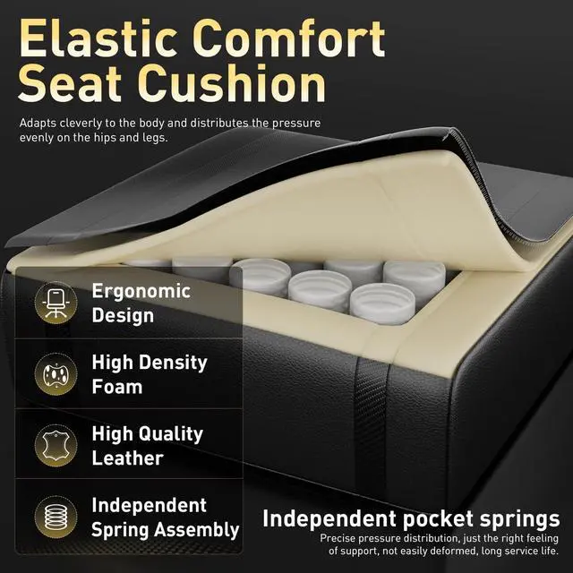 Alt view image 2 of 5 - Gaming Chair, Ergonomic Video Game Seat with 360° Swivel & Lumbar Massage, Computer Chair PU Leather Cushion for Adults Home/Office Use (Black)
