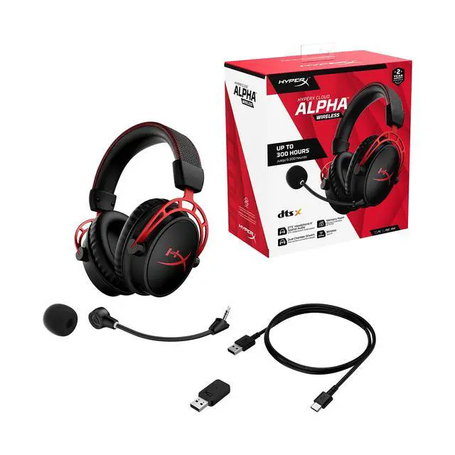 Alt view image 7 of 7 - Cloud Alpha Wireless Gaming Headset for PC with DTS Headphone:X Spatial Audio, Noise-Canceling Mic, Dual Chamber Drivers, Durable Aluminum Frame - 300-Hour Life, Red