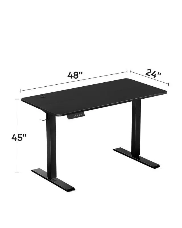 Alt view image 2 of 7 - Electric Standing Desk Adjustable Height, 48 x 24 Inch Computer Desk with Headphone Hook, Memory Preset Gaming Desk, Dual-Motor, Easy Assemble for Home, Office, Black