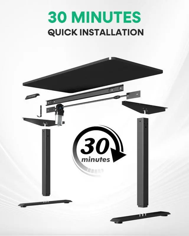 Alt view image 7 of 7 - Electric Standing Desk Adjustable Height, 48 x 24 Inch Computer Desk with Headphone Hook, Memory Preset Gaming Desk, Dual-Motor, Easy Assemble for Home, Office, Black