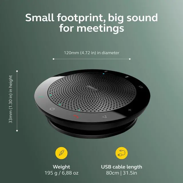 Alt view image 5 of 7 - Speak 510 (2025 Edition) Portable, USB or Wireless Bluetooth Speaker Meetings and Calls with Crystal-Clear Sound, Works with Microsoft Teams, Black