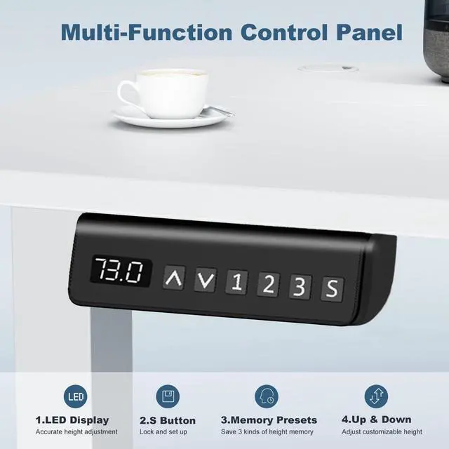 Alt view image 2 of 4 - 48 Inch Electric Standing Desk Height Adjustable, Sit to Stand Up Computer Workstations Work PC Table Home Office Study Writing Gaming Desks with Memory Presets for Walking Pad, Bedroom, White