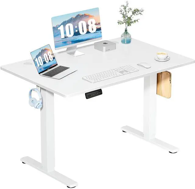 Main image of 48 Inch Electric Standing Desk Height Adjustable, Sit to Stand Up Computer Workstations Work PC Table Home Office Study Writing Gaming Desks with Memory Presets for Walking Pad, Bedroom, White