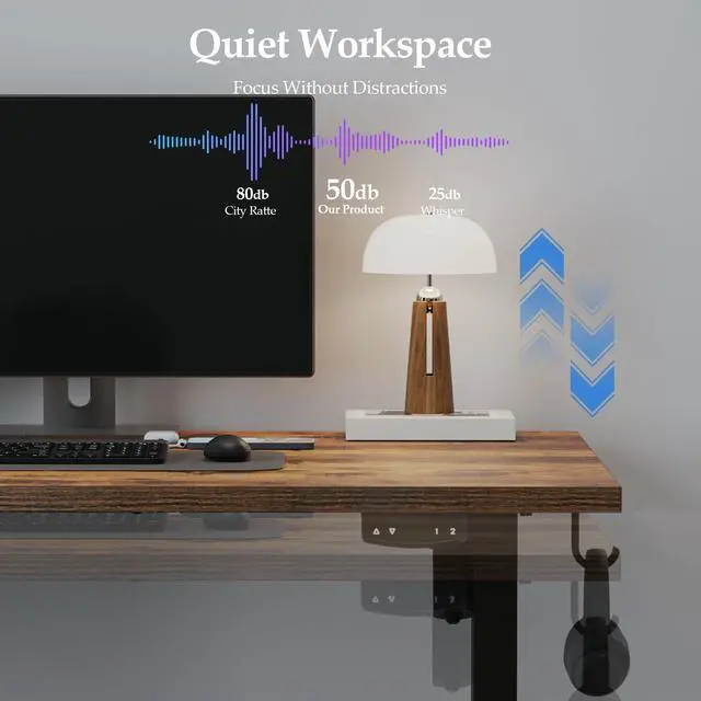 Alt view image 4 of 7 - Electric Standing Desk 48 Inch, Height Adjustable Desk for Home Office, Sit Stand Up Rising Computer Table with Memory Preset, Rustic Brown