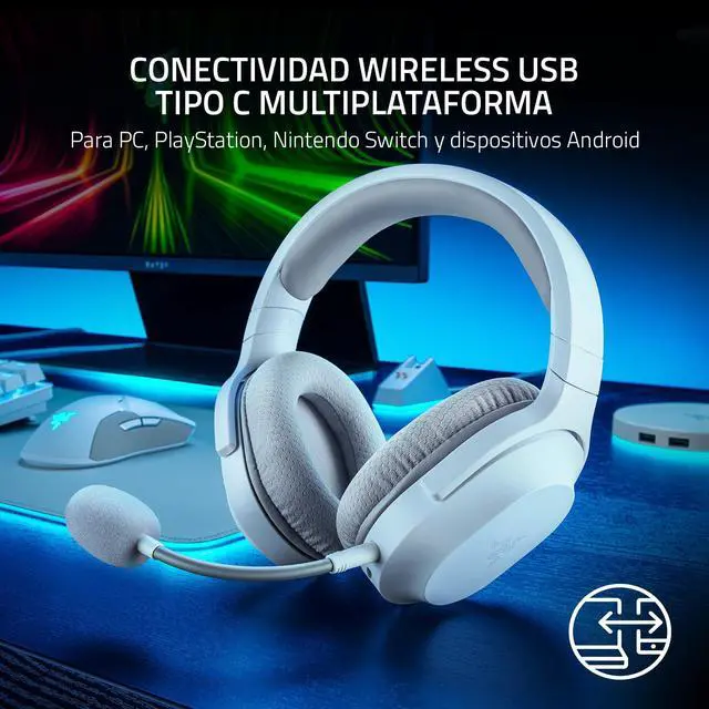 Alt view image 2 of 7 - Barracuda X Wireless Gaming & Mobile Headset (PC, PlayStation, Switch 2, Android, iOS): 2.4GHz Wireless + Bluetooth - Lightweight - 40mm Drivers - Detachable Mic - 50 Hr Battery - Mercury White