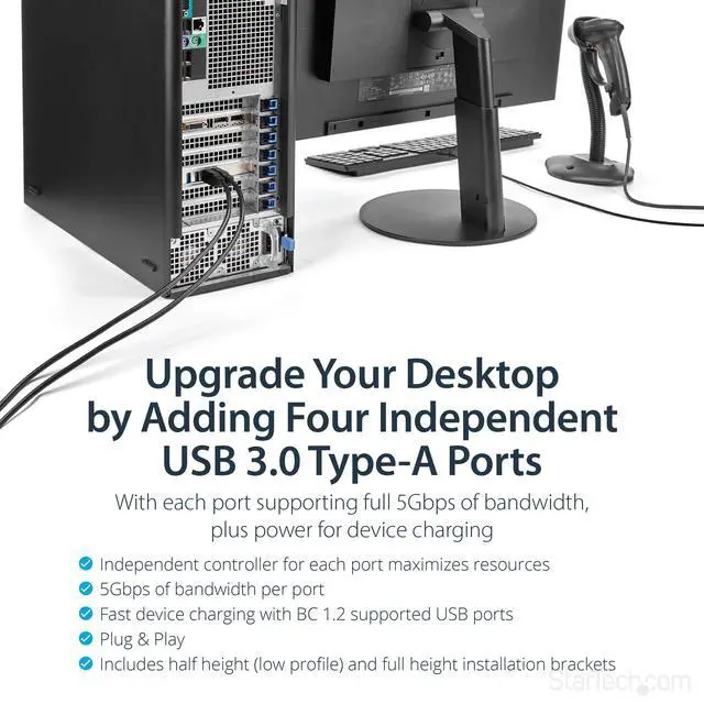 Alt view image 2 of 6 - 4 Port USB 3.0 PCIe Card w/ 4 Dedicated 5Gbps Channels (USB 3.2 Gen 1) - UASP - SATA / LP4 Power - PCI Express Adapter Card (PEXUSB3S44V)