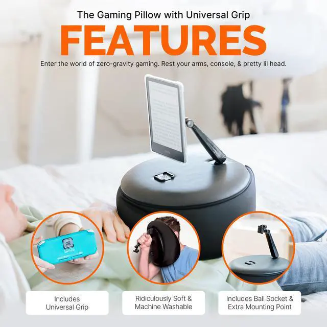 Alt view image 2 of 7 - Gaming Pillow for Almost Any Device | Experience Zero Gravity Gaming with Our Console Tablet & Kindle Accessories | Ridiculously Soft & Machine Washable Reading Pillow for Gamers (Universal)