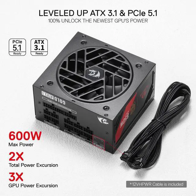 Alt view image 3 of 6 - RGMS-850W PRO 80+ Gold 850 Watt Power Supply w/Upgraded ATX 3.1 & PCIe 5.1 Fully Modular, Compact 150mm Size, Smart ECO Low Noise Fan, 100% Japanese Capacitors, Full Mod Cables