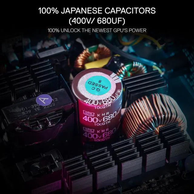 Alt view image 4 of 6 - RGMS-850W PRO 80+ Gold 850 Watt Power Supply w/Upgraded ATX 3.1 & PCIe 5.1 Fully Modular, Compact 150mm Size, Smart ECO Low Noise Fan, 100% Japanese Capacitors, Full Mod Cables
