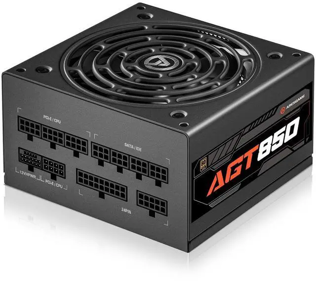 Main image of AGT Series 850W Power Supply, 80+ Gold Certified, Fully Modular, FDB Fan, Compact 140mm Size, 10 Year Warranty, ATX Gaming Power Supply