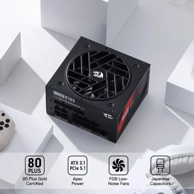 Alt view image 2 of 6 - RGMS-850W PRO 80+ Gold 850 Watt Power Supply w/Upgraded ATX 3.1 & PCIe 5.1 Fully Modular, Compact 150mm Size, Smart ECO Low Noise Fan, 100% Japanese Capacitors, Full Mod Cables
