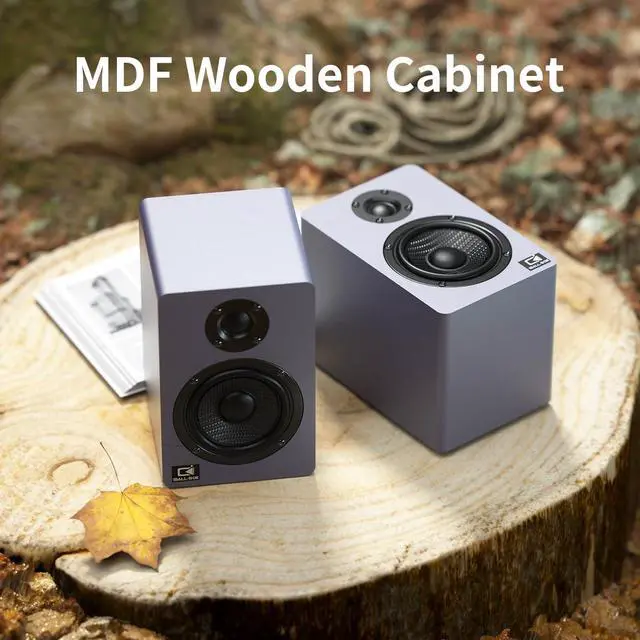 Alt view image 4 of 7 - 60W Computer Speakers for Desktop PC, DSP, Bluetooth 5.3, 24-Bit Optical, USB-C, AUX, Silk-Dome Tweeter, Carbon-Fiber Driver, Desk Speakers for Laptop/Mac/Monitor, Slate Blue