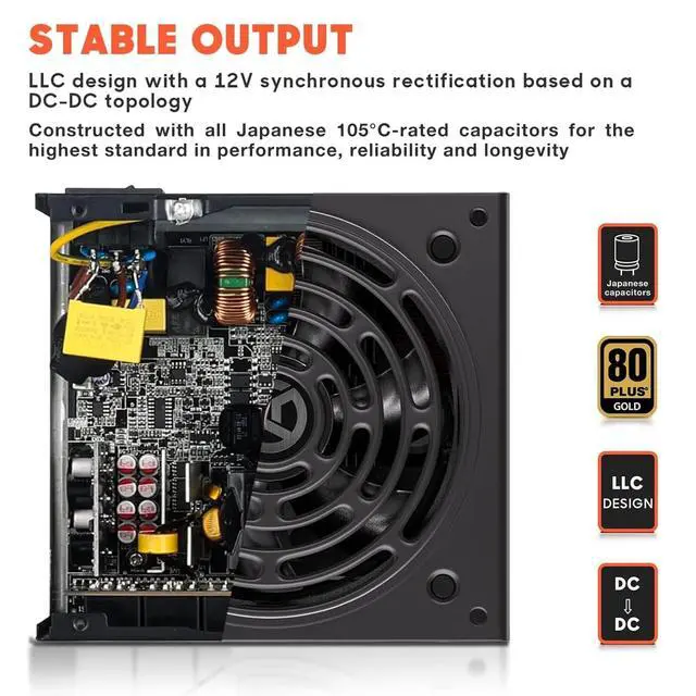 Alt view image 2 of 5 - AGT Series 850W Power Supply, 80+ Gold Certified, Fully Modular, FDB Fan, Compact 140mm Size, 10 Year Warranty, ATX Gaming Power Supply