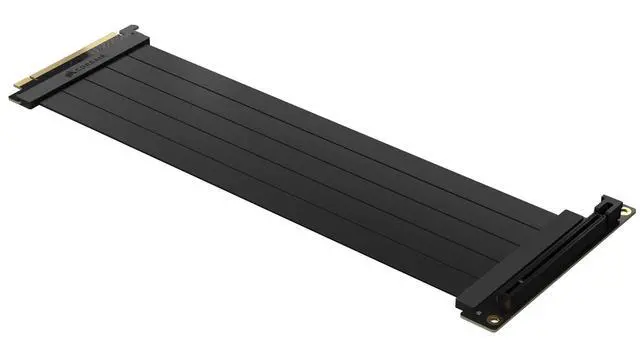 Alt view image 3 of 7 - Premium PCIe 4.0 x16 Extension Cable 300mm - EMI Shielded - 90° Female PCIe Connector - Backwards Compatible with PCIe 3.0 Systems - Black