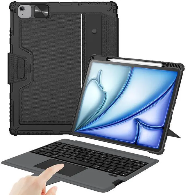 Main image of Keyboard Case for iPad Air 13-inch (M4 2026/M3 2025/M2 2024), iPad Pro 12.9-inch (6th/5th/4th/3rd Gen) Rugged Case with Detachable Keyboard, Magic Trackpad, Portrait/Landscape Stand, Black