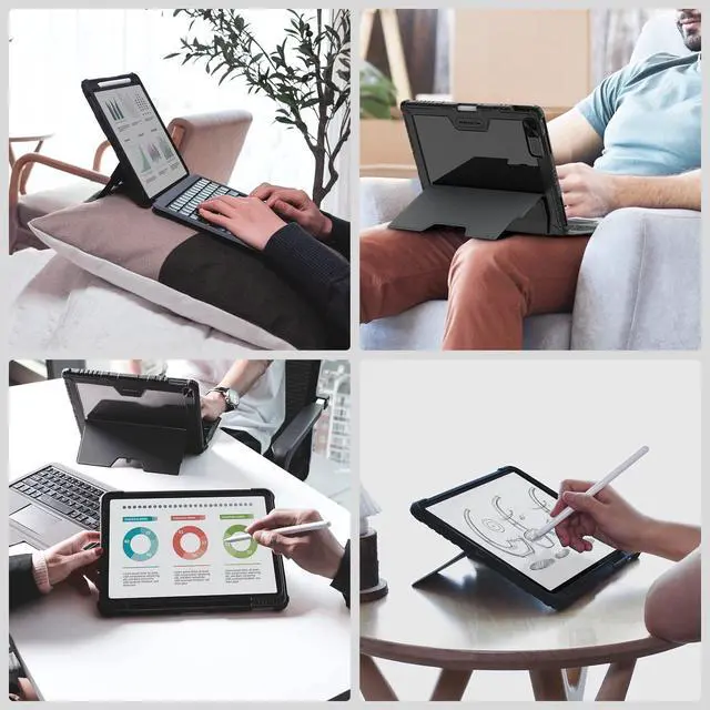 Alt view image 7 of 7 - Keyboard Case for iPad Air 13-inch (M4 2026/M3 2025/M2 2024), iPad Pro 12.9-inch (6th/5th/4th/3rd Gen) Rugged Case with Detachable Keyboard, Magic Trackpad, Portrait/Landscape Stand, Black