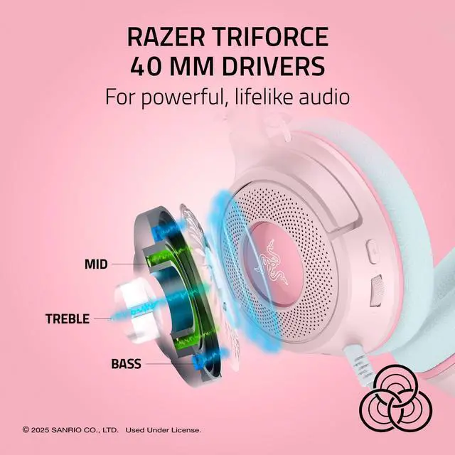Alt view image 2 of 7 - Kraken V4 X Wired Gaming Headset: 40 mm Drivers - Cardioid Mic - Memory Foam Cushions - Chroma RGB Lighting - Type C & Type A Cable - for PC, Mac, PS5, Nintendo Switch 2 - My Melody Edition