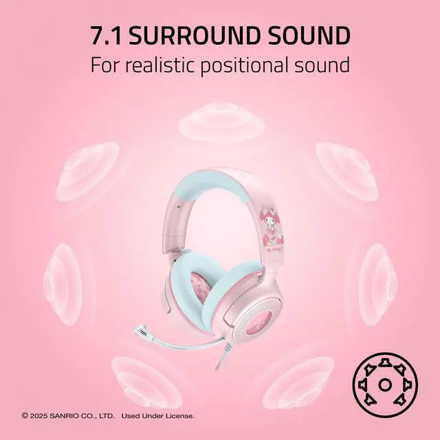 Alt view image 4 of 7 - Kraken V4 X Wired Gaming Headset: 40 mm Drivers - Cardioid Mic - Memory Foam Cushions - Chroma RGB Lighting - Type C & Type A Cable - for PC, Mac, PS5, Nintendo Switch 2 - My Melody Edition