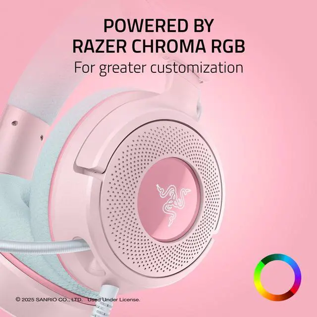 Alt view image 7 of 7 - Kraken V4 X Wired Gaming Headset: 40 mm Drivers - Cardioid Mic - Memory Foam Cushions - Chroma RGB Lighting - Type C & Type A Cable - for PC, Mac, PS5, Nintendo Switch 2 - My Melody Edition