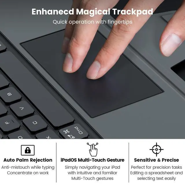 Alt view image 4 of 7 - Keyboard Case for iPad Air 13-inch (M4 2026/M3 2025/M2 2024), iPad Pro 12.9-inch (6th/5th/4th/3rd Gen) Rugged Case with Detachable Keyboard, Magic Trackpad, Portrait/Landscape Stand, Black