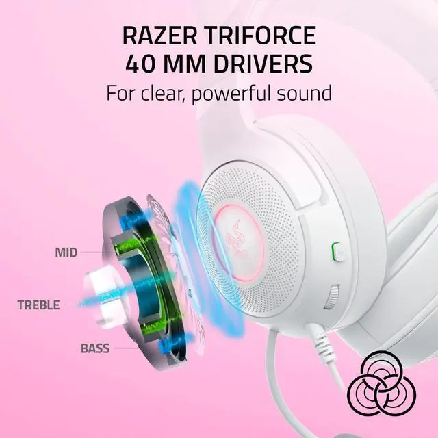 Alt view image 5 of 7 - Kraken Kitty V2 USB Wired Headset: Chroma RGB Kitty Ears - Stream Reactive Lighting - HyperClear Cardioid Mic - 40 mm Drivers - 7.1 Surround Sound - Comfortable Ear Cushions - White