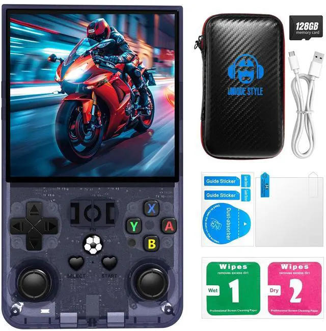 Main image of R36MAX Retro Handheld Game Console, 4.0-Inch IPS Display, 720x720 Resolution, Linux System, 128GB Support 22000+ Classic Games, Retro Gaming Console with Portable Case(Transparent Gray 128GB)