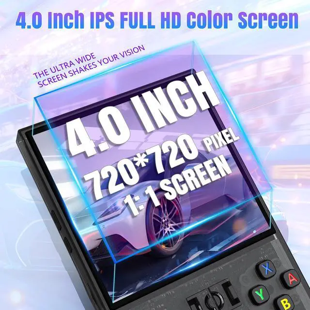 Alt view image 3 of 7 - R36MAX Retro Handheld Game Console, 4.0-Inch IPS Display, 720x720 Resolution, Linux System, 128GB Support 22000+ Classic Games, Retro Gaming Console with Portable Case(Transparent Gray 128GB)