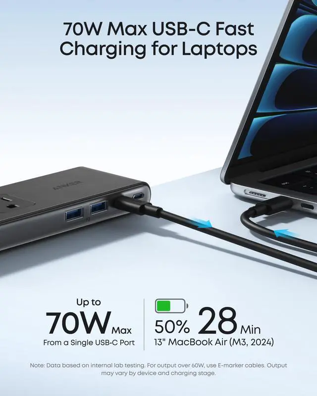 Alt view image 3 of 6 - Nano Power Strip, Desk Clamp with 1500J Surge Protector, 5ft Extension Cord, 70W Max Gaming Desk Accessories, 6 AC, 2 USB A, 2 USB C, Home Office Essentials, Fit 0.6~1.8'' Tabletop Edge
