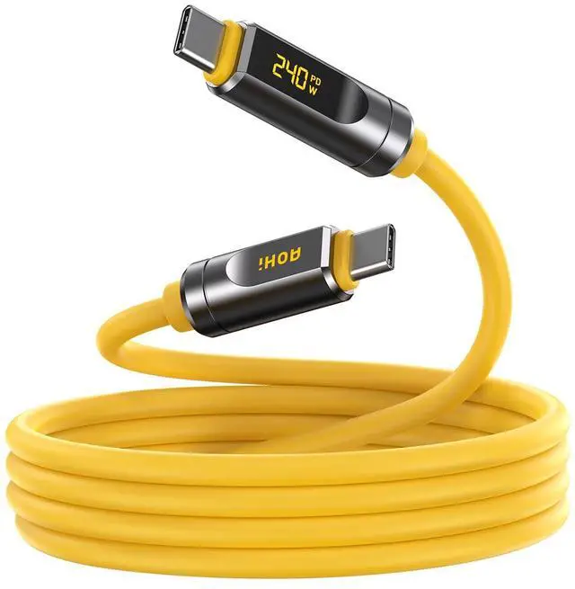 Main image of USB4 2.0 Cable with LED Display 6.6ft, 240W PD3.1 Fast Charging, 80Gbps Data Transfer, Dual 8K Display, The Future Adonis USB C Cable for MacBook Pro/iPhone 17 Pro Max/Galaxy/SSD/Docking, Yellow