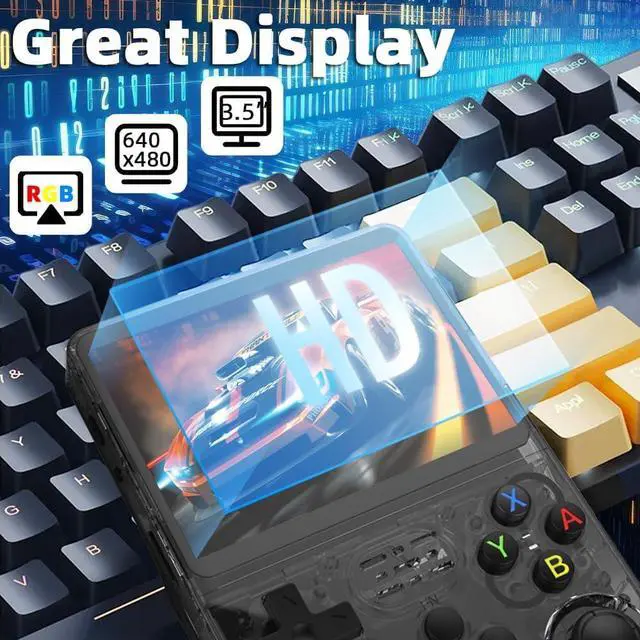 Alt view image 3 of 7 - R36MAX Retro Handheld Game Console with 4.0" IPS HD Screen, Portable Gaming Handheld Supporting 30+ Emulators, 1.5GHz Processor, 4000mAh Battery, 64GB Storage, Built-in Retro Arcade Games