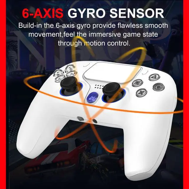 Alt view image 5 of 7 - Controller Compatible with PlayStation 4 / PS4 Slim / PS4 Pro / PS3 / PC / IOS /with Six-Axis Gyroscope, Dual Vibration,Function 1200mAh,Battery Speaker,3.5mm Headphone,Included 2 USB CablesWhite