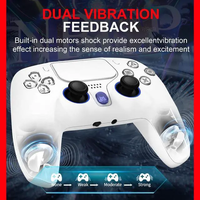 Alt view image 6 of 7 - Controller Compatible with PlayStation 4 / PS4 Slim / PS4 Pro / PS3 / PC / IOS /with Six-Axis Gyroscope, Dual Vibration,Function 1200mAh,Battery Speaker,3.5mm Headphone,Included 2 USB CablesWhite
