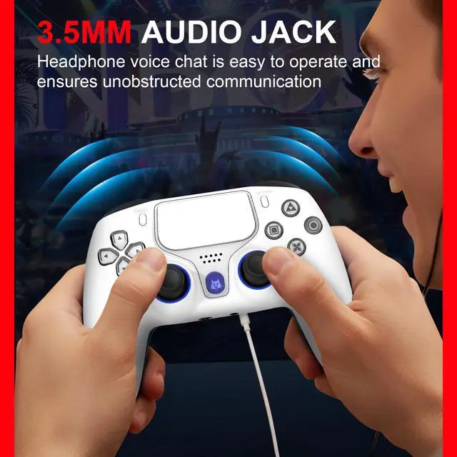 Alt view image 7 of 7 - Controller Compatible with PlayStation 4 / PS4 Slim / PS4 Pro / PS3 / PC / IOS /with Six-Axis Gyroscope, Dual Vibration,Function 1200mAh,Battery Speaker,3.5mm Headphone,Included 2 USB CablesWhite