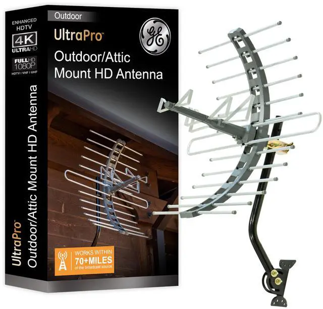 Main image of Outdoor HD Digital TV Antenna, Long Range Smart TV Antenna, Supports 4K 1080P HD Smart TV VHF UHF, J Mount Included for Attic or Outdoor, Weather Resistant, 29884