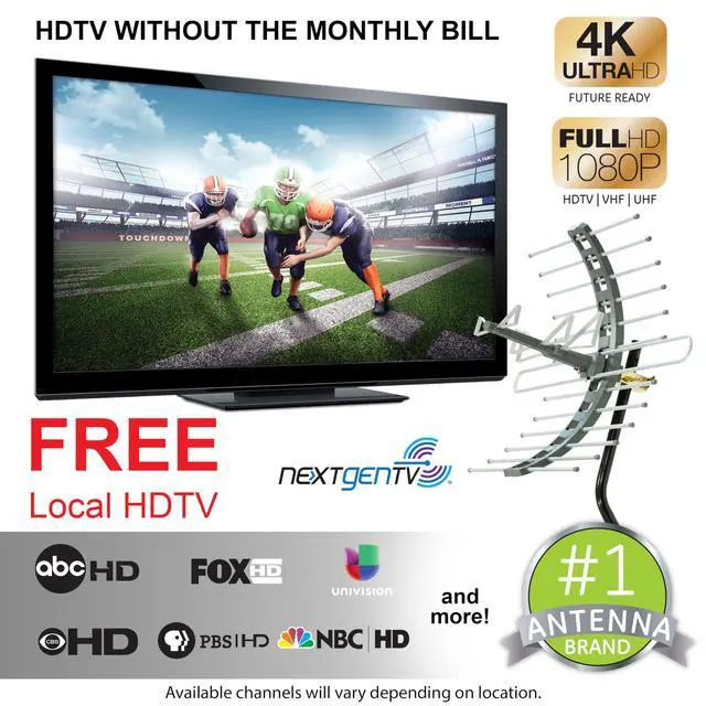 Alt view image 2 of 7 - Outdoor HD Digital TV Antenna, Long Range Smart TV Antenna, Supports 4K 1080P HD Smart TV VHF UHF, J Mount Included for Attic or Outdoor, Weather Resistant, 29884