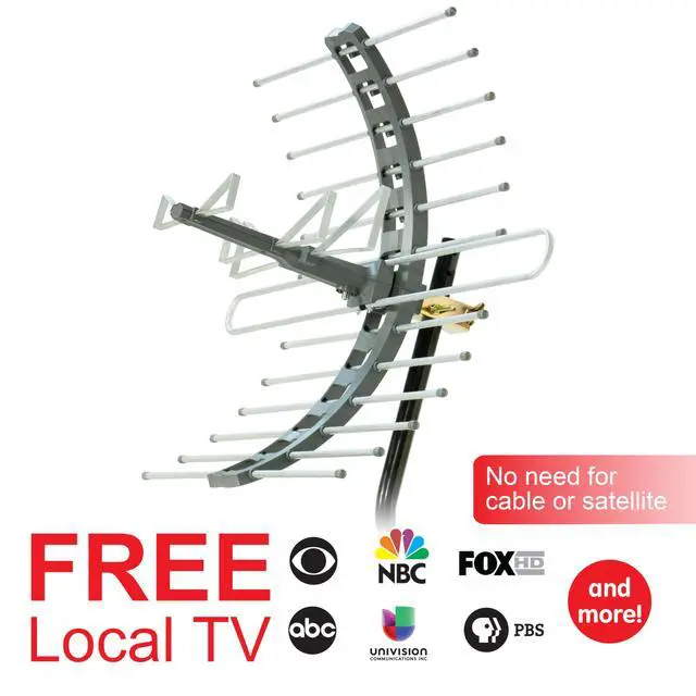 Alt view image 3 of 7 - Outdoor HD Digital TV Antenna, Long Range Smart TV Antenna, Supports 4K 1080P HD Smart TV VHF UHF, J Mount Included for Attic or Outdoor, Weather Resistant, 29884